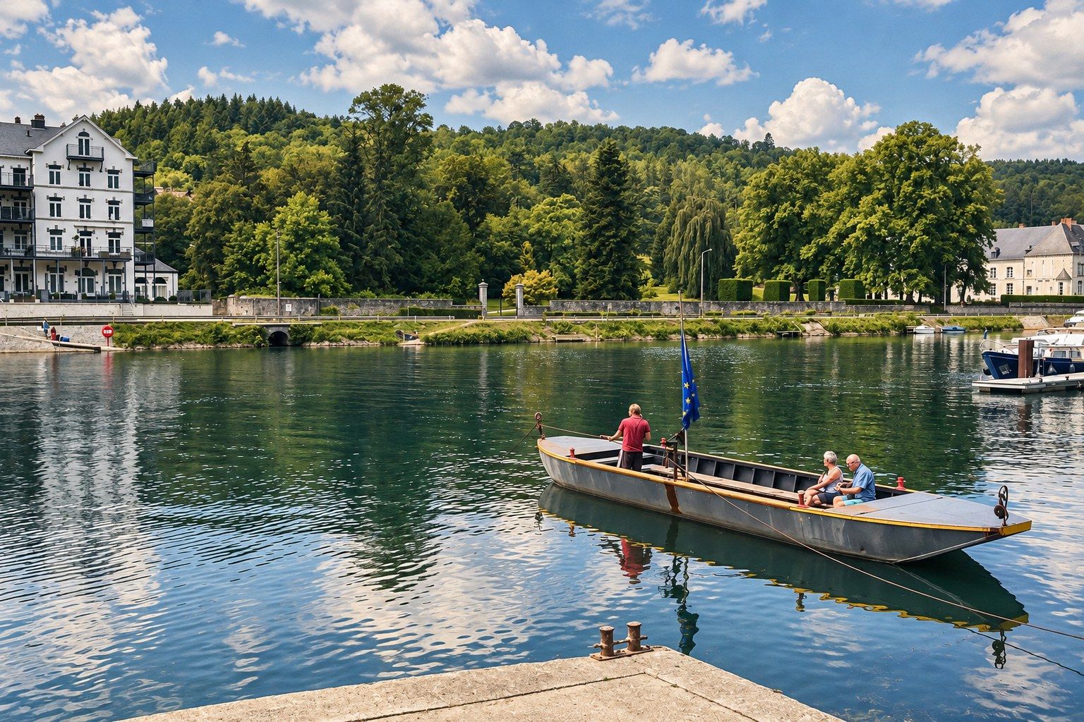 Le bac du passage d'eau de Waulsort sur la Meuse